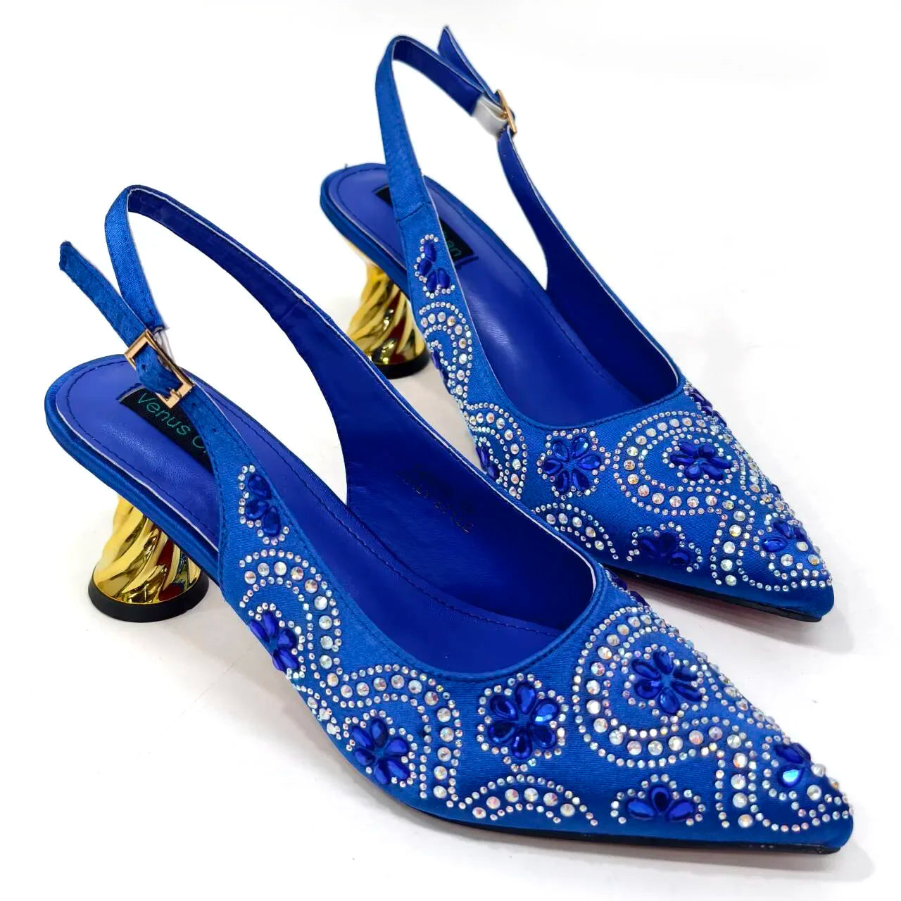 2024 Summer New Design Specials Italian Women Shoes and Bag Set in Royal Green Color Comfortable Heels With Rhinestone for Party