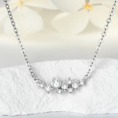 Colar e Anel de Diamantes Moissanite Prata Esterlina 925 Conjunto de Joias com Pingente de Aglomerado para Mulheres Anéis de Noivado Presente