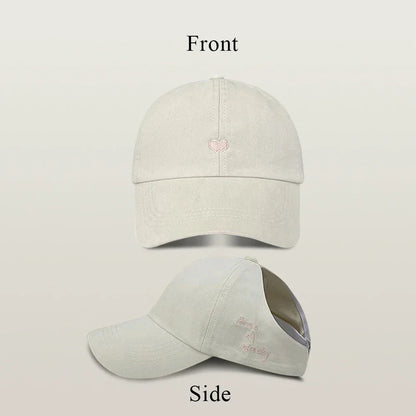 Kids Baseball Caps for Boys Girls Sun Hat Love Heart Hollow High Ponytail Caps Children Adjustable Baseball Caps for 4-12 Years