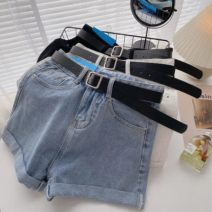 Women's Denim Shorts High-Waisted Thin Loose-Fit Jeans