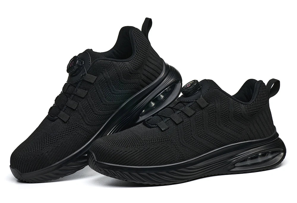 Men's Safety Shoes Anti-impact Lightweight Breathable Plastic Cap Toe Work Shoes Fashionable Button Design for Men