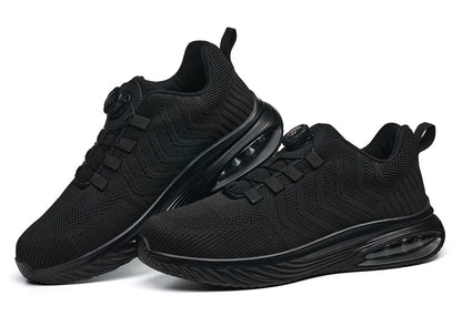 Men's Safety Shoes Anti-impact Lightweight Breathable Plastic Cap Toe Work Shoes Fashionable Button Design for Men
