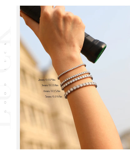 D Color VVS1 Moissanite Tennis Bracelet 925 Sterling Silver Single Classic Bracelets With Box for Women Man Fine Jewelry