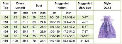 Kids Isabela Dress Children Summer Floral Swing Flared Costume Girl Encanto Cosplay Outfit Madrigal Halloween Clothes 3-12Y