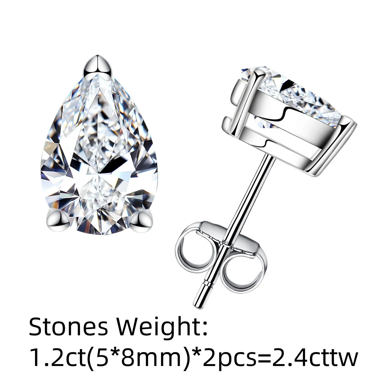 10K Gold Post 5/2/1.2ct Pear Cut Moissanite Stud Earrings Anti-allergy Eearrings For Women Jewelry Wholesale