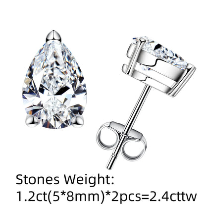 10K Gold Post 5/2/1.2ct Pear Cut Moissanite Stud Earrings Anti-allergy Eearrings For Women Jewelry Wholesale