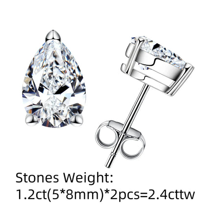 10K Gold Post 5/2/1.2ct Pear Cut Moissanite Stud Earrings Anti-allergy Eearrings For Women Jewelry Wholesale