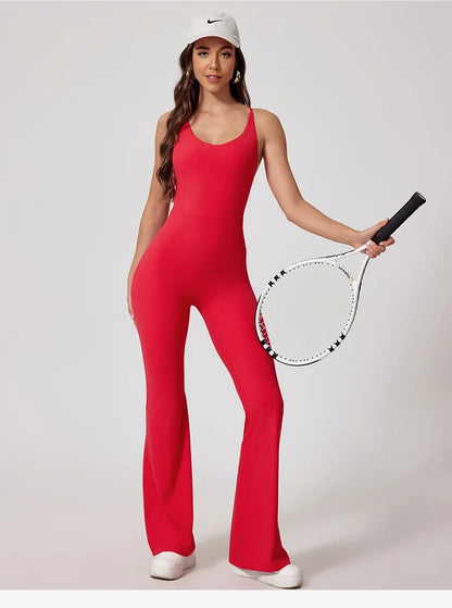 Seamless Yoga Jumpsuit Sets Beautiful Back Tight Hip Lift Trousers Micro Flared Trousers Outdoors Sports Fitness tracksuit Woman