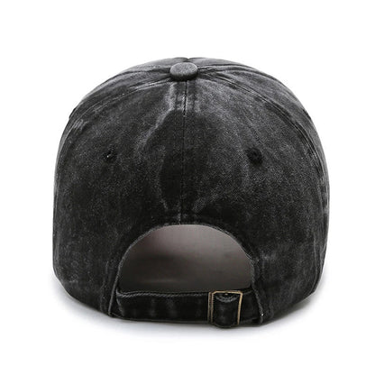 Letters Embroidered Patch Ripped Brushed Washed Distressed Design Style Unisex Cotton Adjustable Baseball Cap