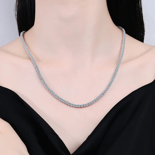 2.5-6.5mm Full Moissanite Tennis Necklace for Women Sparkling Diamond Pendant 925 Sterling Silver Fine Jewelry Gift GRA