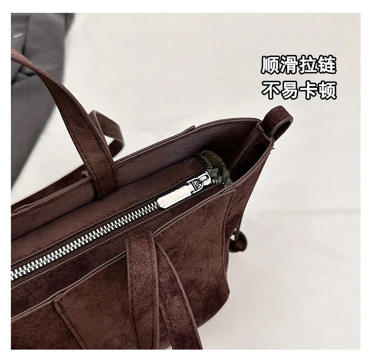 2025 Hot Sale Autumn Soft Women's Handbags Faux Suede Solid Color Large Capacity Shoulder Bag Casual Versatile Ladies Bags