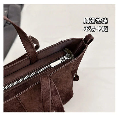 2025 Hot Sale Autumn Soft Women's Handbags Faux Suede Solid Color Large Capacity Shoulder Bag Casual Versatile Ladies Bags