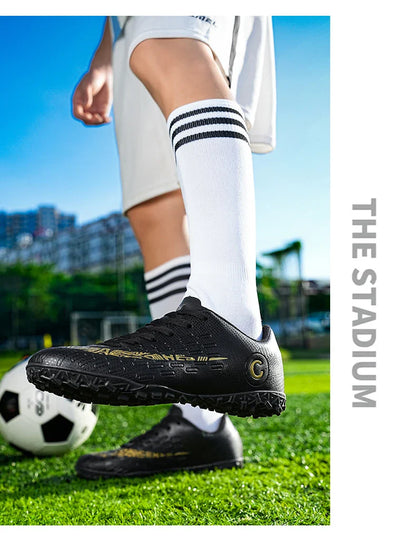 Large Size FG/TF High Quality Mens Soccer Shoes Non-Slip Turf Soccer Cleats for Kids Training Football Boots Chuteira Campo 48