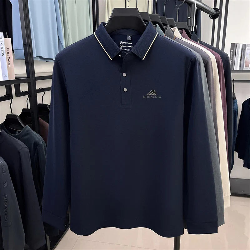 Men's long sleeved T-shirt shirt collar polo shirt 2025 spring autumn new casual wear horse logo