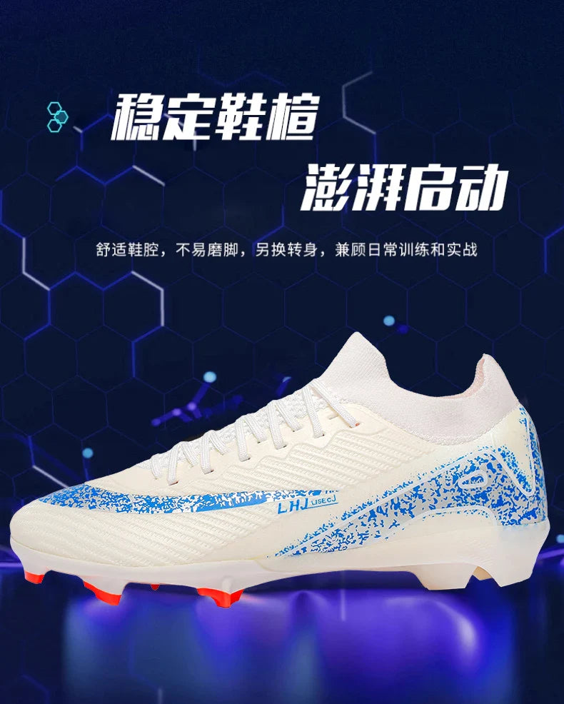 High Top Men Soccer Cleats Professional Football Shoes AG/TF Studs Anti Slip Training Sneaker Comfortable Breathable Adult Match