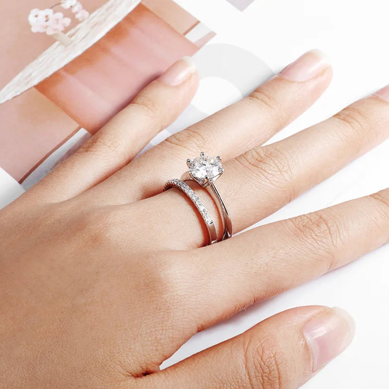 0.23-2CTTW Full Moissanite Wedding Rings for Women Sets Couple Rings 100% 925 Sterling Silver Top Quality Jewelry