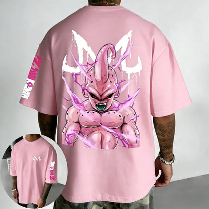 T-shirt Summer New Majin Buu Printed Men's Street Hip Hop Oversized Casual Short Sleeve Top