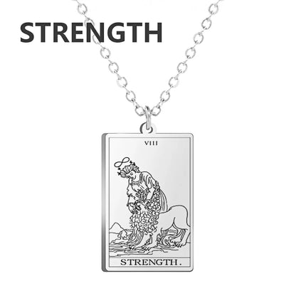 Tarot Cards Necklace Women Stainless Steel Necklace Wealth Amulet Classic Tarot Major Arcana Divination Charm Jewelry