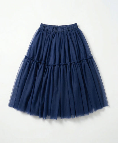 2026 Spring High Waist A-line Puff Half length Skirt Versatile Mid length Retro Blues Mesh Skirt 265398