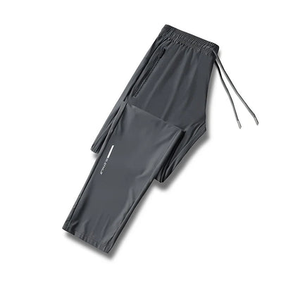 Ice Silk Long Pants for Men's Summer Quick Drying Loose Straight Leg Pants Elasticity Sports Leggings Casual Pants Men's Pants