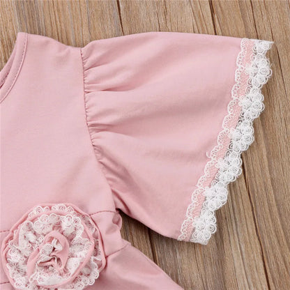 2026 New Casual Vacation Girls Summer Dress Ruffle Lace Baby Girl Princess Dress Children Flower Embroidery Outfits 0-6 Years