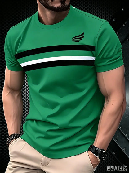 Simple Fashion Striped Graphic T Shirts For Men Summer Casual Short Sleeve 3D Printed T-shirts Loose Breathable Daily Wear Tees