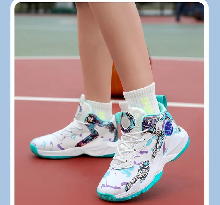 Children's basketball shoes non-slip breathable basketball training shoes with boys and girls basketball shoes sneakers 31-39
