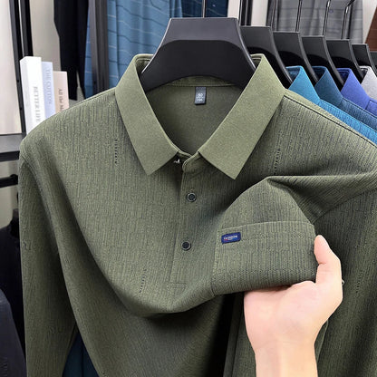 Hot Sales Original Design Men's Polo Lapel Long Sleeve T-Shirt Autumn New Soft Anti Pilling Pocket Business Leisure Menswear Top