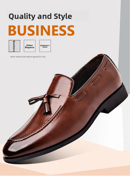 Summer New Large Size Men's Leather Shoes Business Formal Casual Wedding Knot Shoes round Toe Flat Heel Rubber Outsole