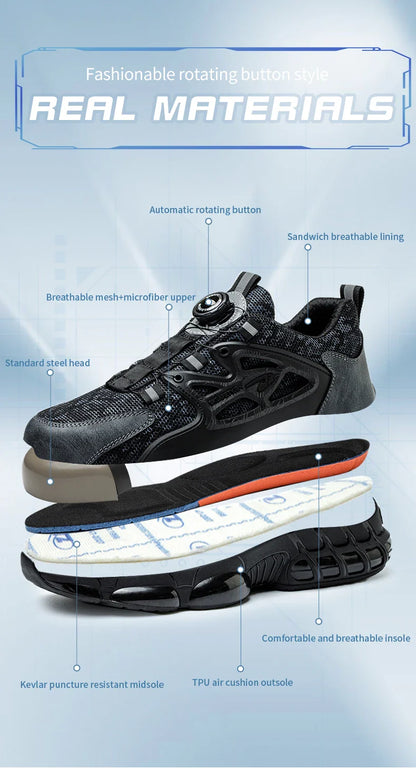 New Safety Boots Men Work Sneakers Anti-smash Indestructible Shoes Steel Toe Protective Boots Anti-puncture Work Safety Shoes