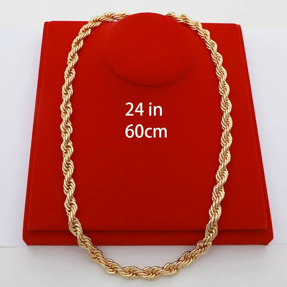 60cm 24in Punk Thick Chain Bicolor Gold-Plated Necklace For Men Women Hip Hop Luxury Copper Chain Dubai Jewelry Neck Party Gift