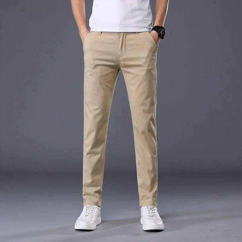 7 Colors Summer Thin Men's Casual Pants Stretch Cotton Slim Fashion Business Trousers High Quality Male Clothes