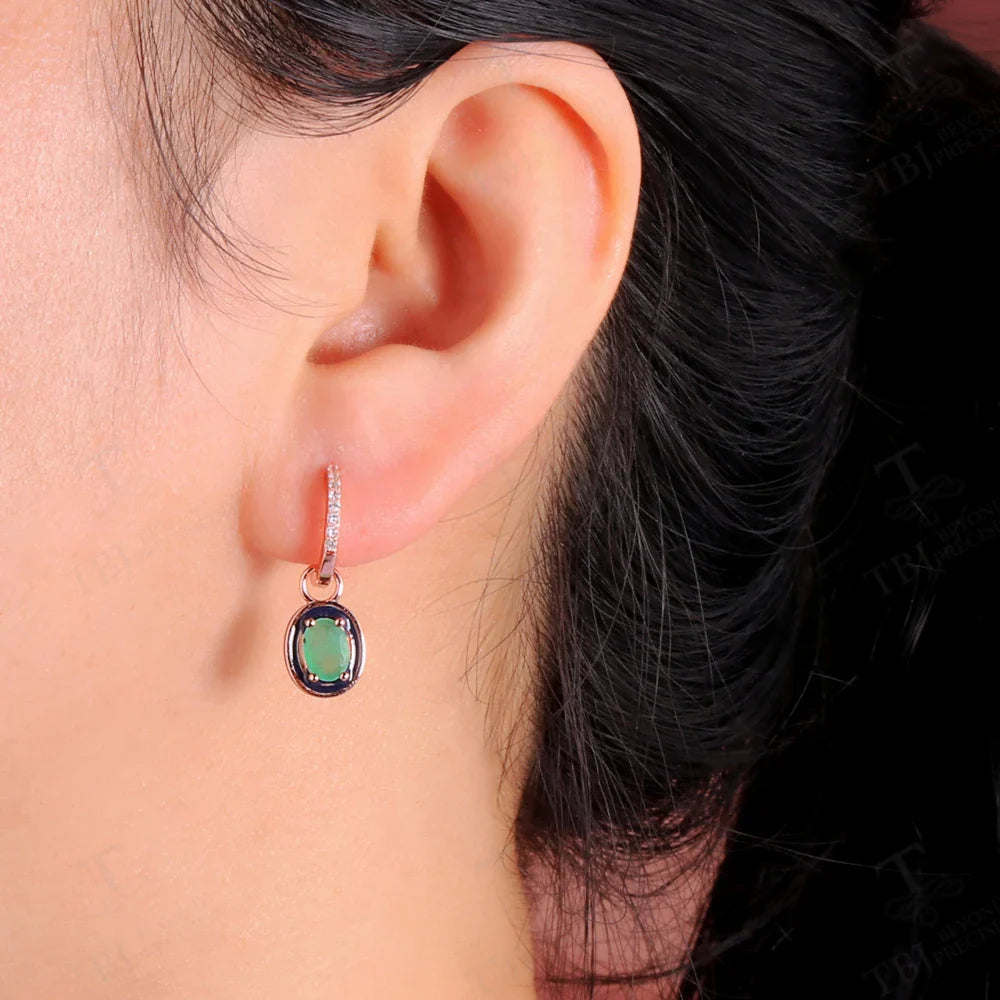 Unique fashion design of natural emerald 925 sterling silver earrings elegant and noble female anniversary & banquet gift