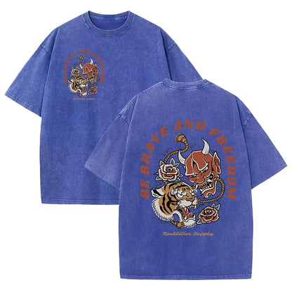 Est 1985 Sport Print Washed Women T-Shirt Summer Casual Retro T Shirts Snow Wash Tee Top Loose Unisex Retro Streetwear