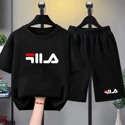 Children Print T-shirt Summer Clothes 3-12Yrs Boys Girls Short-sleeved Top+Shorts Casual Brand Fashion Sports Set Clothing