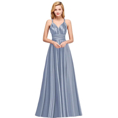 Sexy Bridesmaid Dress Infinity Style Convertible Halter V neckline Gown Sleeveless Multiway Wrap Changable Guest Gown