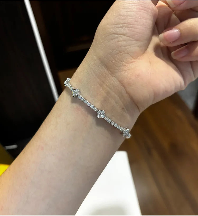 Full 3mm Tennis Moissanite Bracelet for Woman Sparkling Diamond S925 Sterling Sliver Party Wedding Bangles Jewelry
