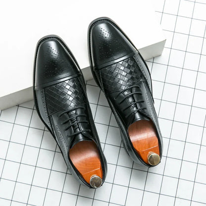 Fashion Brogue Shoes Dress Wedding Social Office Leather Shoes For Men Classic Casual Business Party Formal Leather Shoes Man