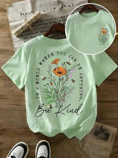 Summer Beautiful Flowers Prints T-Shirts Womens Cotton Oversized T Shirts Basic O-Neck Short Sleeve Tops Casual Woman Clothes