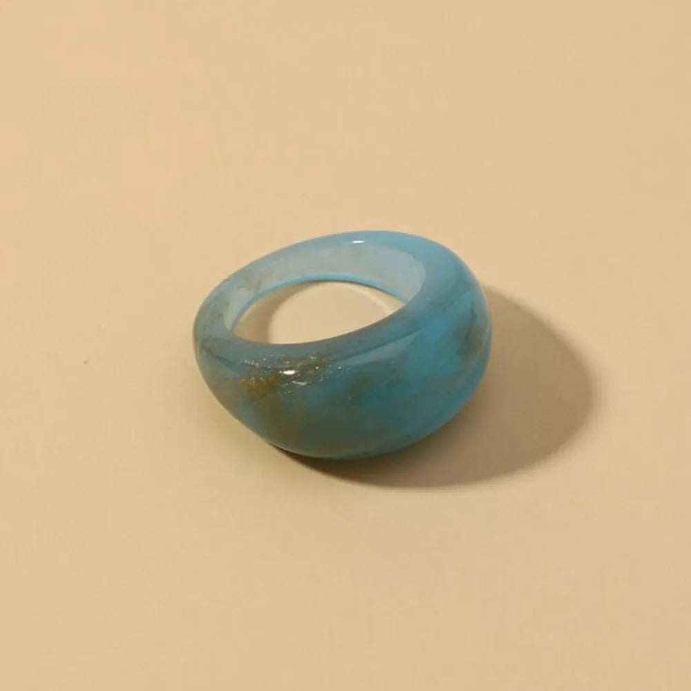 Round Rings For Women Big Kpop Finger Ring For Girls Punk Resin Ring