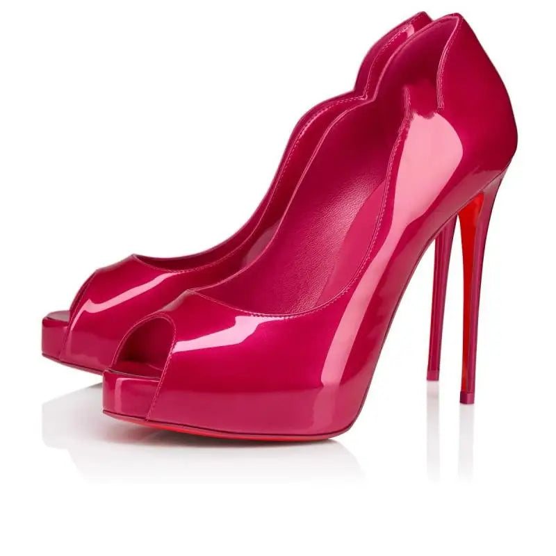 Patent Leather Stiletto High Heels Hot Chick Platform Sandals Sexy Peep Toe Large Size Sexy Party Women's Shoes Sandalias Mujer