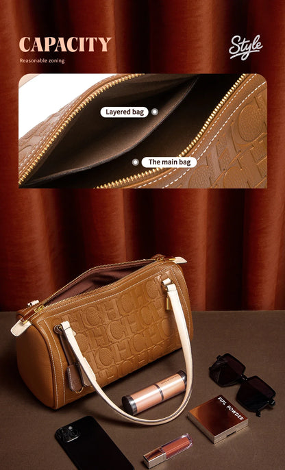 Women's Boston Bag Autumn Winter New Collection Letter Design Texture Shoulder Bags