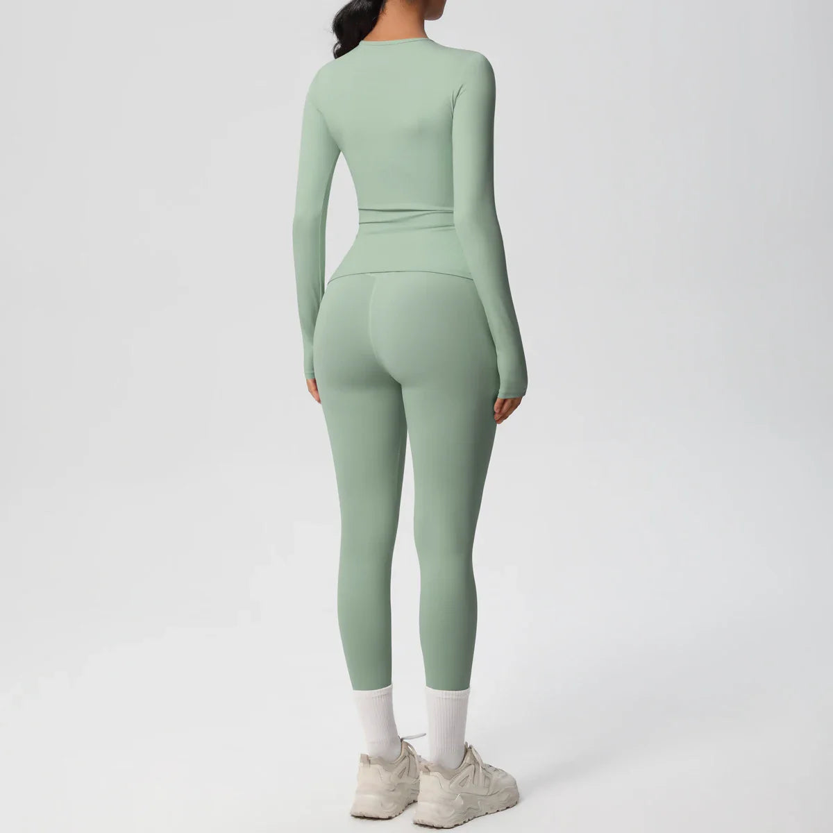 2 PCS Sportswear Yoga Set Gym Clothes Yoga Suits For Women Fitness Set Tracksuits Sports Long Sleeve Crop Top Gym Leggings