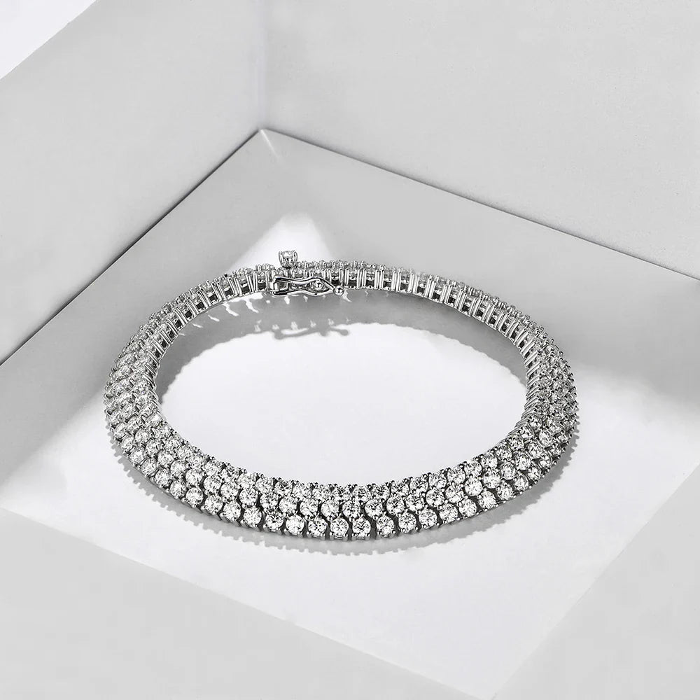 S925 Sterling Silver All Moissanite Tennis Bracelet for Women D VVS1 Diamond Gold Plated Luxury Wedding Fine Jewelry