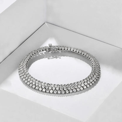 S925 Sterling Silver All Moissanite Tennis Bracelet for Women D VVS1 Diamond Gold Plated Luxury Wedding Fine Jewelry