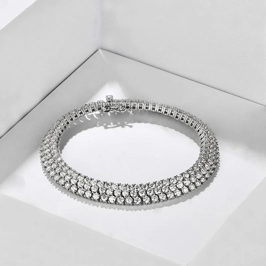 S925 Sterling Silver All Moissanite Tennis Bracelet for Women D VVS1 Diamond Gold Plated Luxury Wedding Fine Jewelry