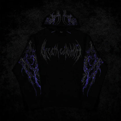 2025New American Style Men's Hooded Sweatshirt Trendy Brand Dark Style Sports Fitness High Street Autumn Winter Men's Sweatshirt