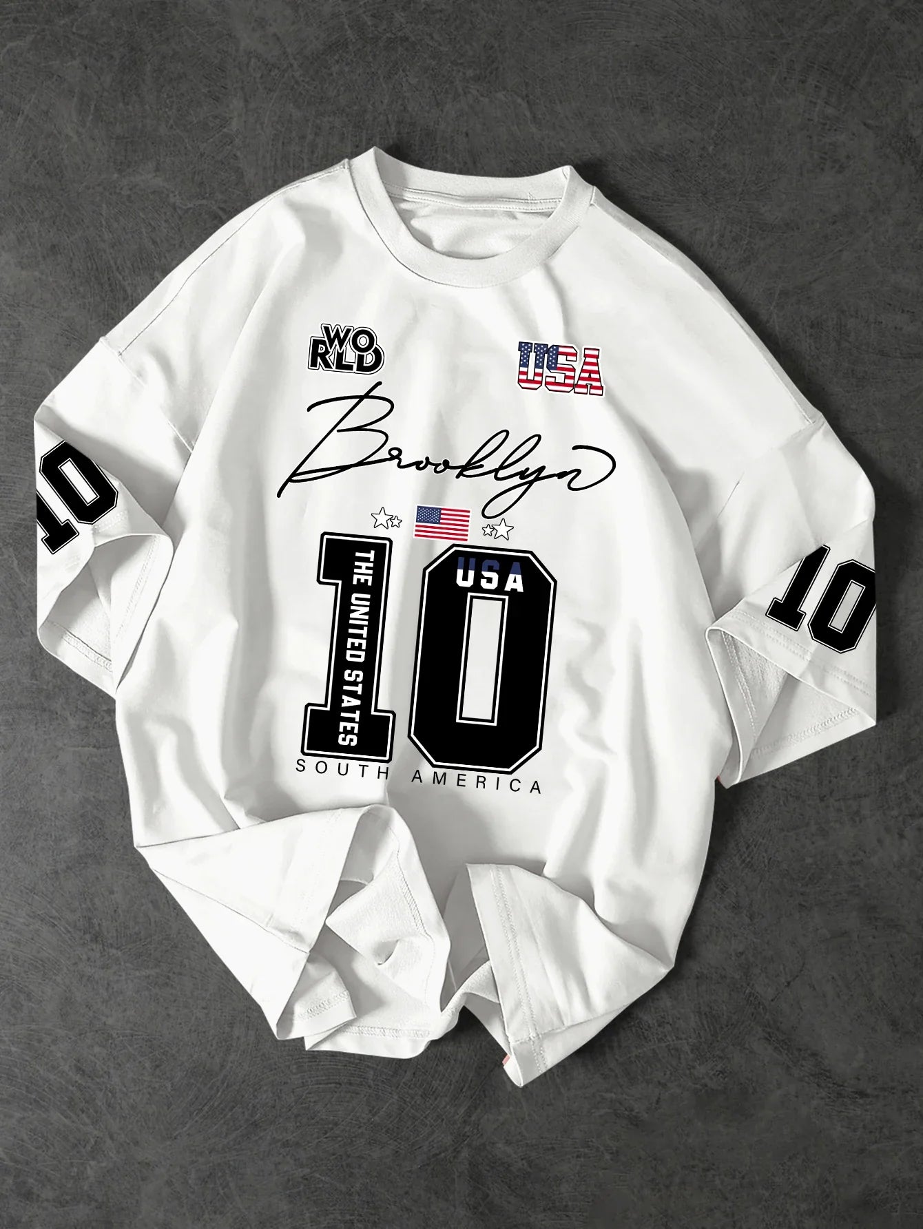 New Men's Brooklyn 10 T-Shirt USA Flag Graphic Print Streetwear Crew Neck Short Sleeve Polyester Tops S-2XL