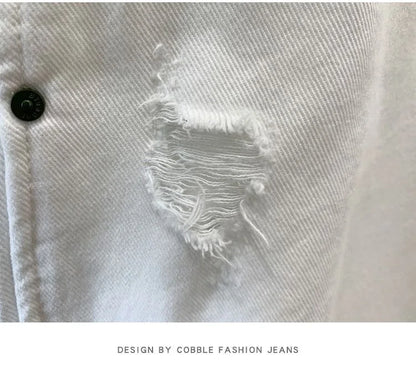 2023 Spring and Autumn New Fashion Solid Color Ripped Jeans Men's Casual Loose Comfortable High-Quality Large Size Trousers 36