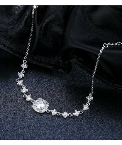 D Color Moissanite 925 Sterling Silver Luxury Geometric Charm Necklace Bracelet For Women Wedding Statement Jewelry Set